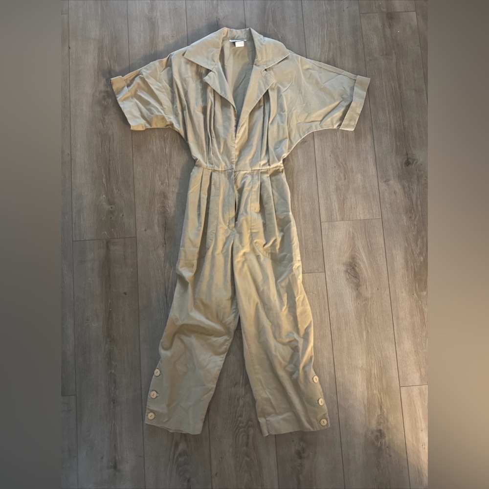 Vintage Jodi Michaels Size 7 Khaki Double Jumpsuit Romper Women Short‎ Sleeve